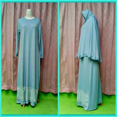 Gamis Syar i Brokat Biru  Telor  Asin  SOLD OUT Griya Lahfy