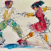 "40's Jive" - original ink and watercolor figurative drawing