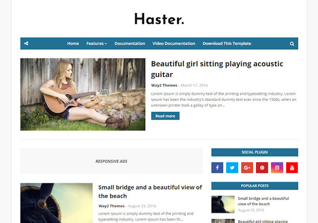  Haster Responsive Blogger Template best suitable for news Haster Blogger Template