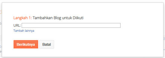 Gambar pop up untuk memasukkan url blog tujuan