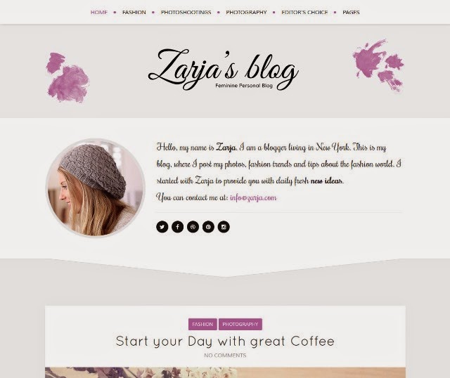 Zarja - Feminine Personal Wordpress Blog Theme