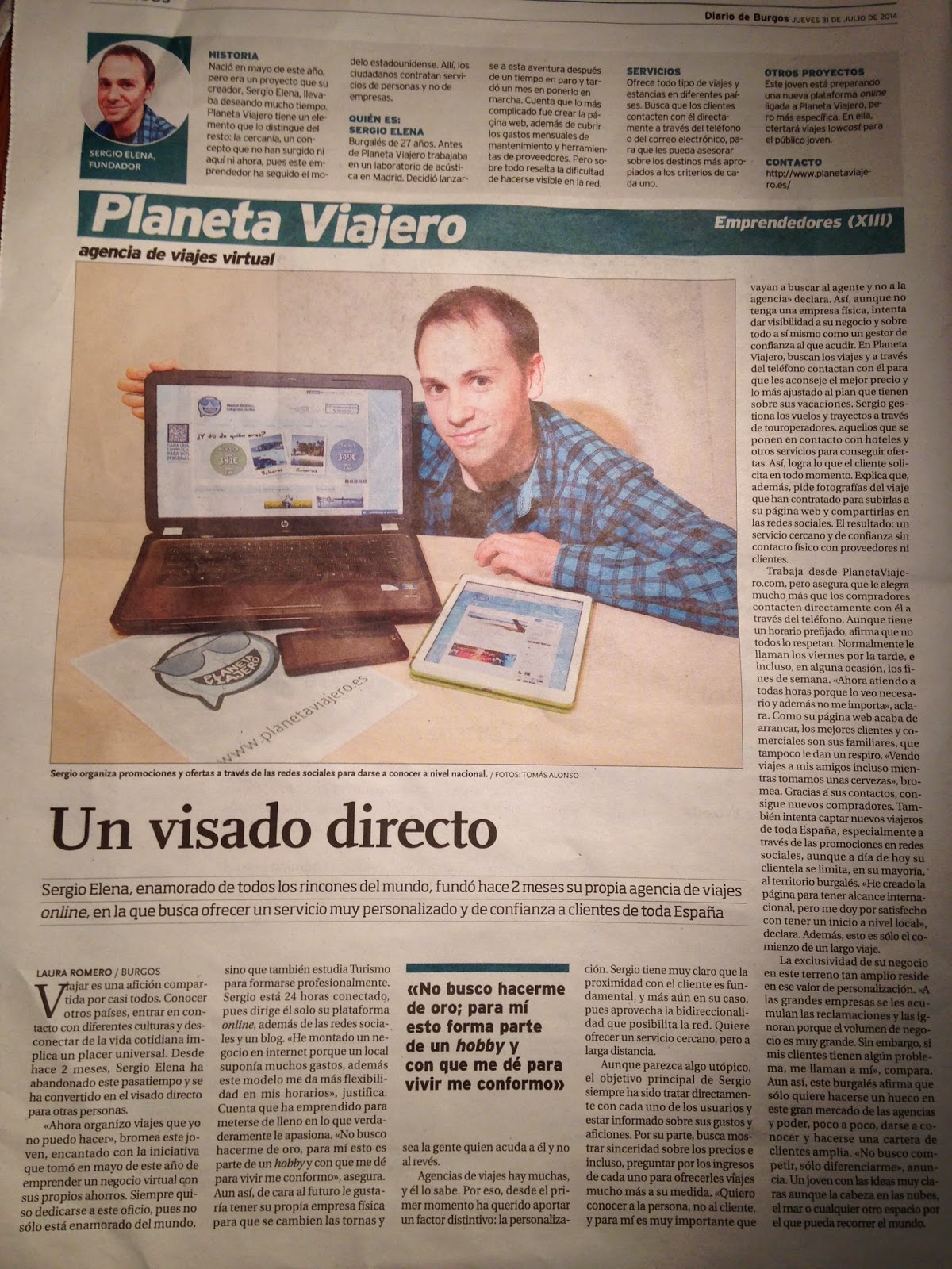 Planeta Viajero en el Diario de Burgos