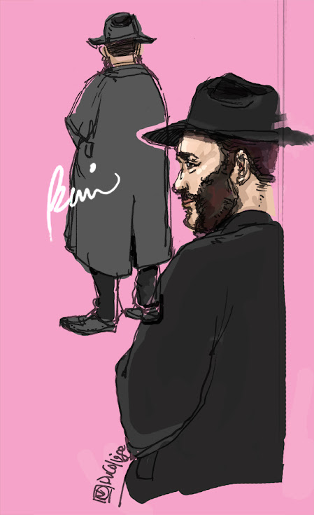 Hasidic,Jewish, gentleman, menswear, style, street sketch, Montreal, Ben Liu, Benda, urbansketch, drawing, portrait, Canada