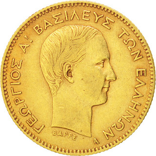 Greek Gold Coins 10 Drachmai 1876 King George I of Greece
