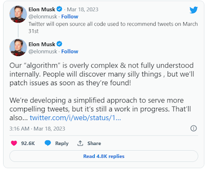Musk promises to open source Twitter's algorithm on March 31