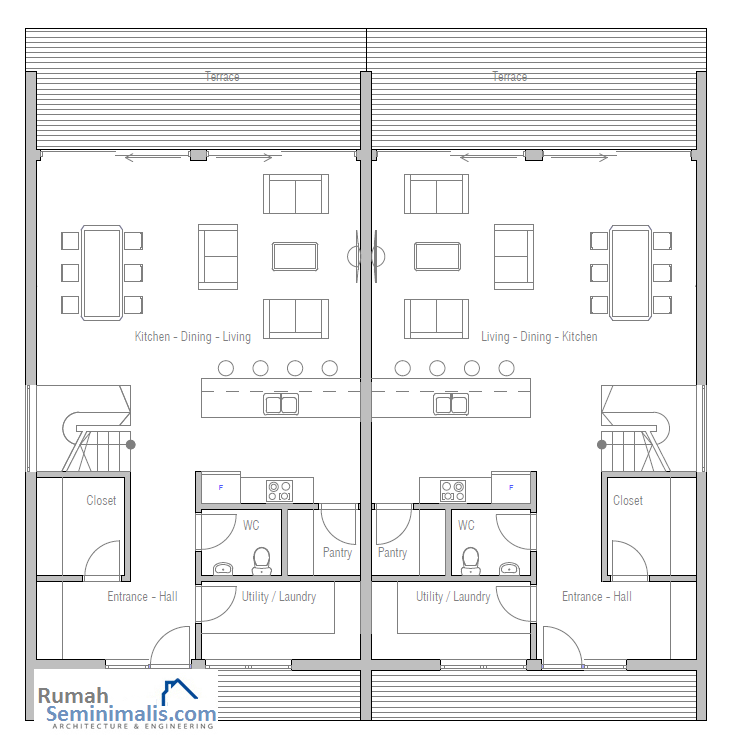 Denah Model Desain Gambar Rumah Minimalis Idaman Modern Tipe 70