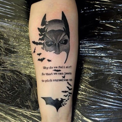 Batman Mask Tattoo With Quote Tattoo