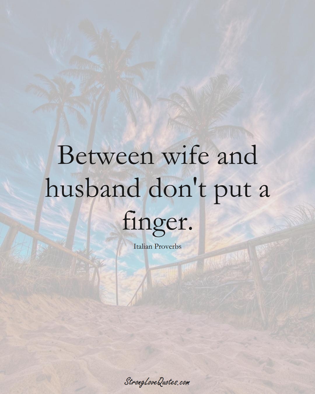 Between wife and husband don't put a finger. (Italian Sayings);  #EuropeanSayings