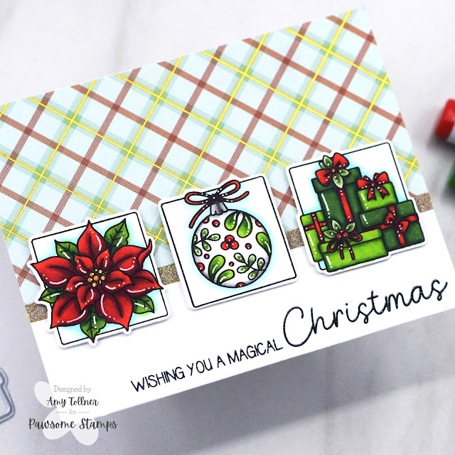 Holiday Flowers Stamp and Die Set illustrated by Agota Pop for Pawsome Stamps #pawsomestamps #handmade