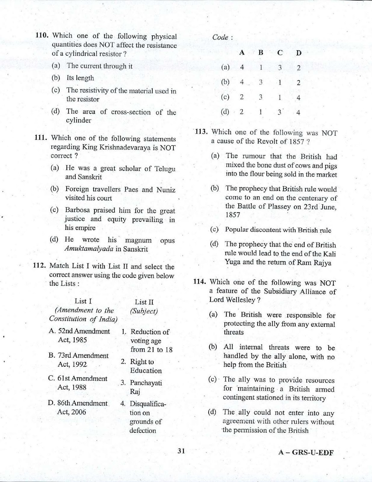 NDA & NA 2017: General Ability Question Paper - 10 Years 