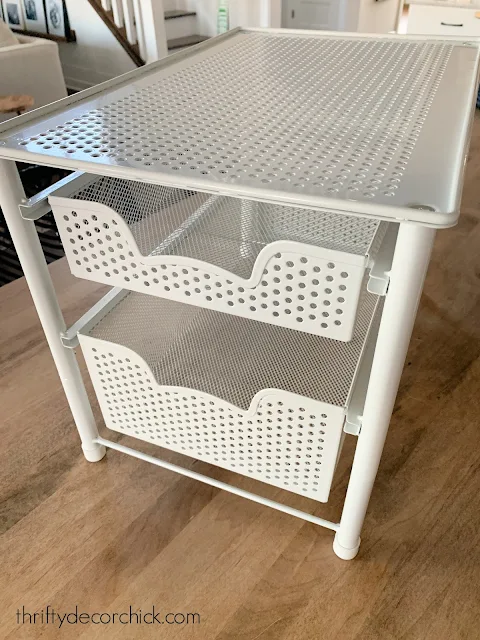 white metal shelves for under cabinet