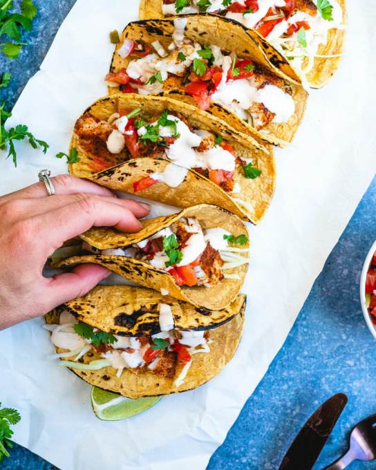 Grilled Fish Tacos - round up of Biblically clean eating taco recipes | Land of Honey