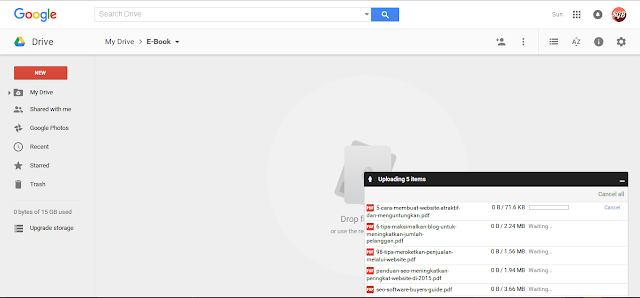 Panduan menggunggah file ke Google Drive