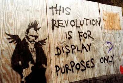 fake revolution to spread a false image of revolution that is not serving a good cause rather it is driven by personal interests.