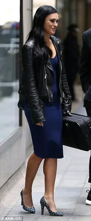 Leather Jacket and Blue Dress