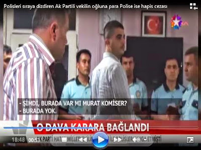 Uzun Ak Parti Hatay milletvekili Bayram Türkoğlu'nun oğlu İstemihan Türkoğlu'na haber vermişti iddiaya göre Polise "Seni sürdüreceğim" diye tehdit etti vekil oğluna para cezası verildi Polise ise 5 ay hapis cezası verildi