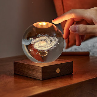 Gingko Design Amber 3D Crystal Ball Light (Galaxy design)
