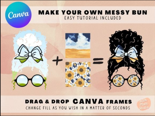 Frames for CANVA - Messy Bun