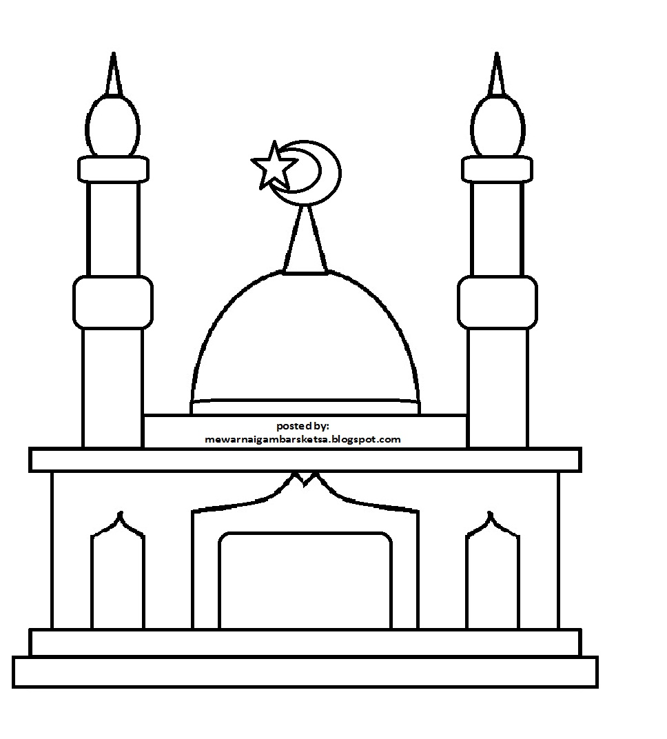 Mewarnai Gambar  Mewarnai Gambar  Sketsa  Masjid  20