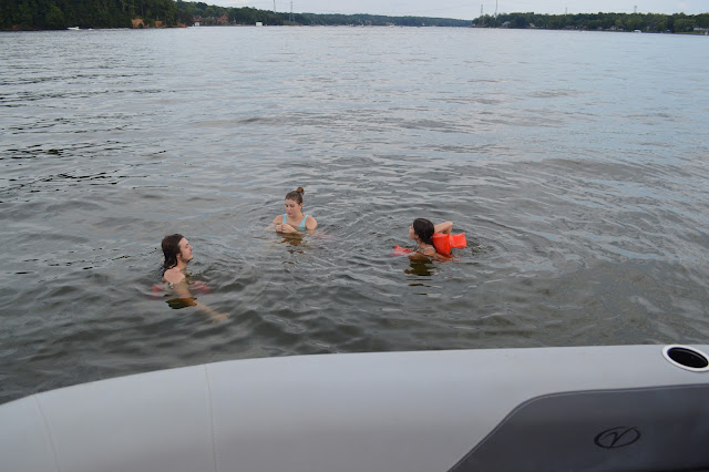 You, Andy, and Elizabeth swimming in the water together.