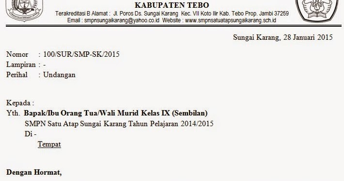 DOWNLOAD FORMAT SURAT UNDANGAN RAPAT ORANG TUA / WALI 