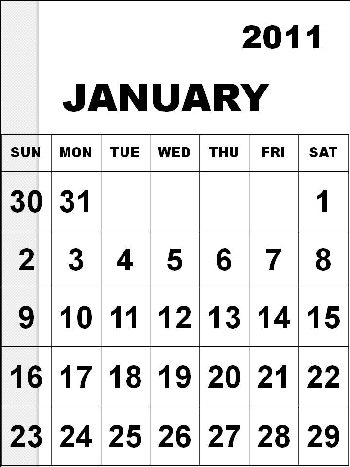 january calendar 2011 template. CALENDAR 2011 JANUARY TEMPLATE