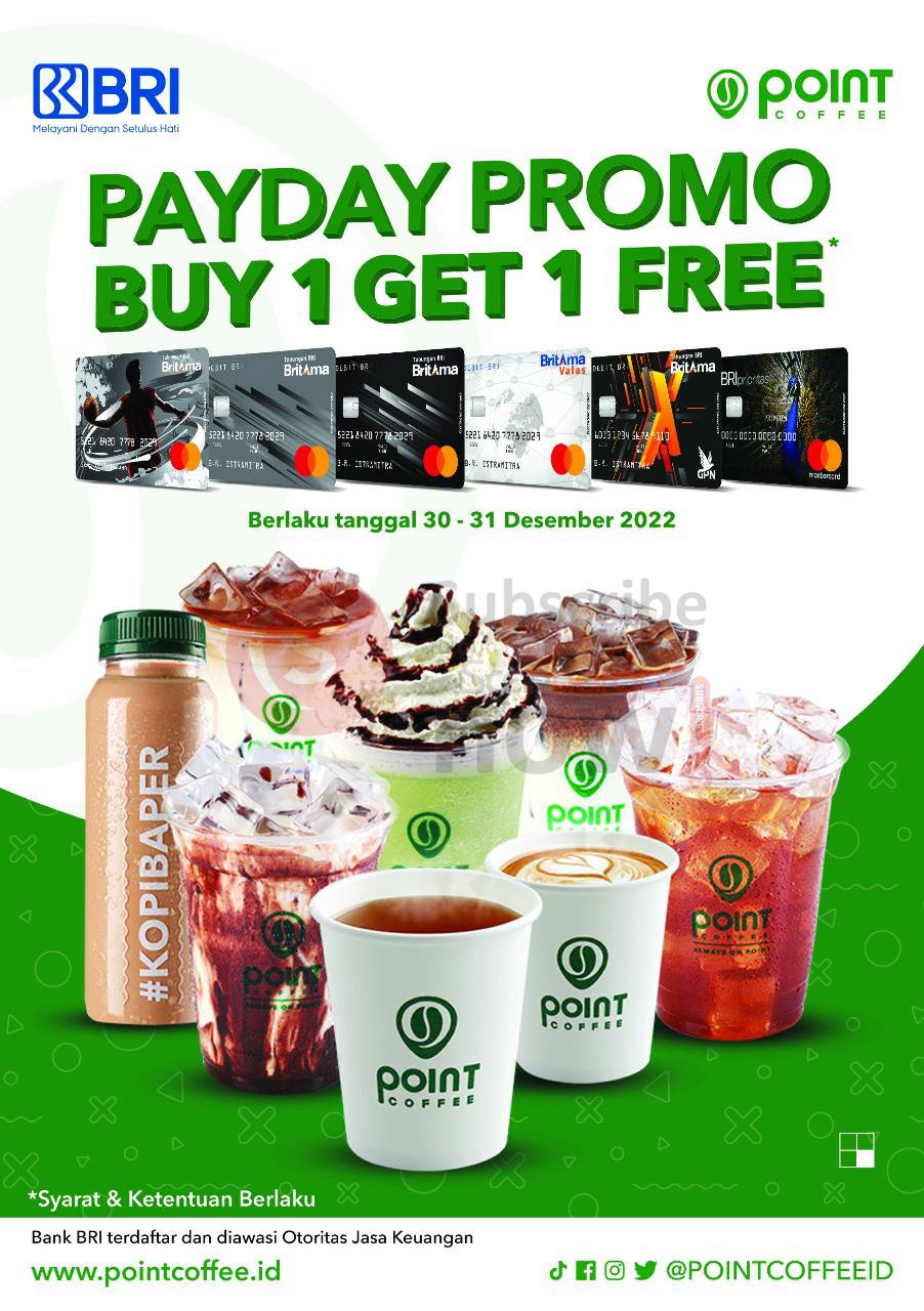 Point Coffee Promo Payday Buy 1 Get 1 Free dengan Kartu Bank BRI / BRIZZI