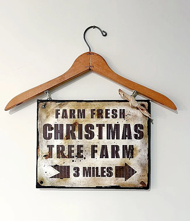 Rustic Christmas sign with antique hanger