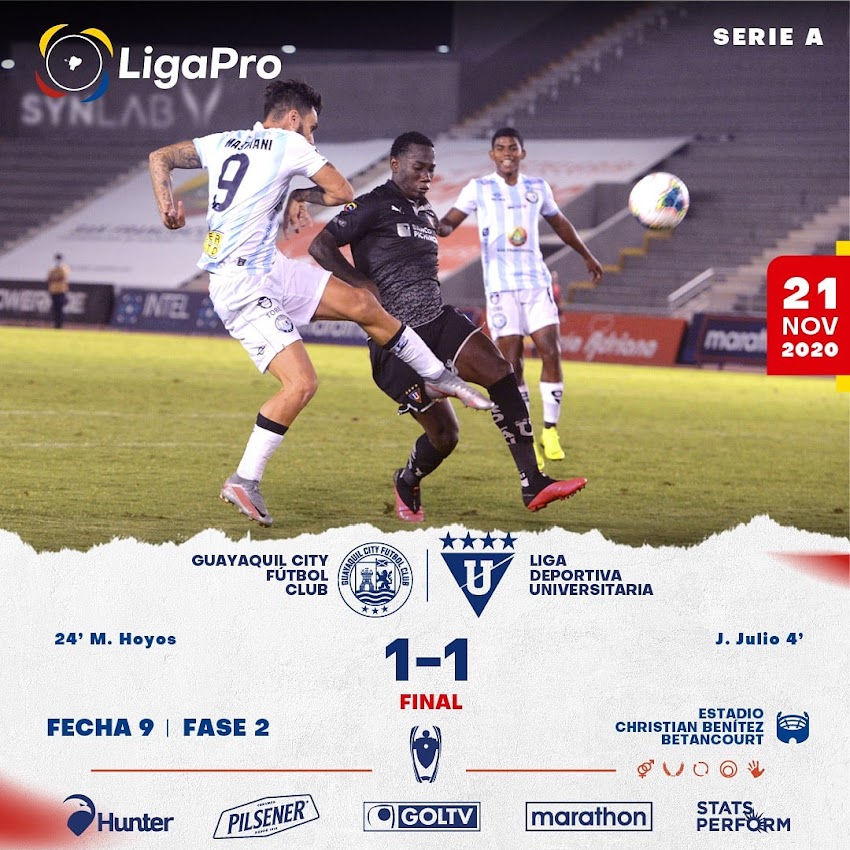 Guayaquil City empató 1-1 con Liga(Q) en Samanes