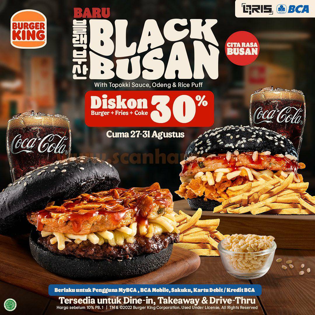 BURGER KING BLACK BUSAN Promo Diskon 30% dengan Kartu BCA