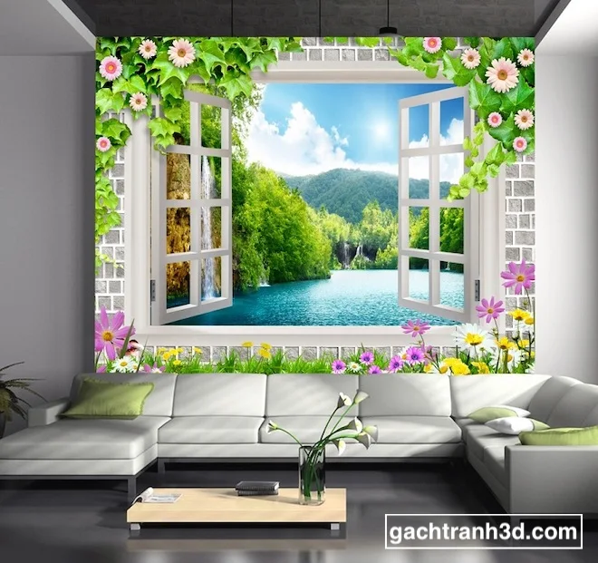 Gạch tranh 3d ốp tường phòng khách được ưa thích