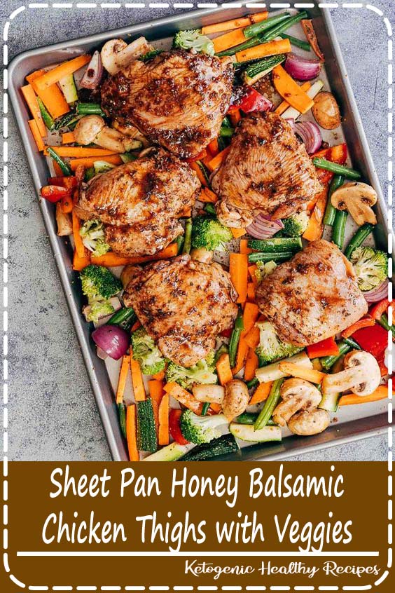 Sheet Pan Honey Balsamic Chicken Thighs with Veggies is the perfect way to get dinner on the table fast! Everything comes together in one sheet pan and is baked till the chicken is crispy and golden with a finger licking honey balsamic marinade. Recipe Video ABOVE