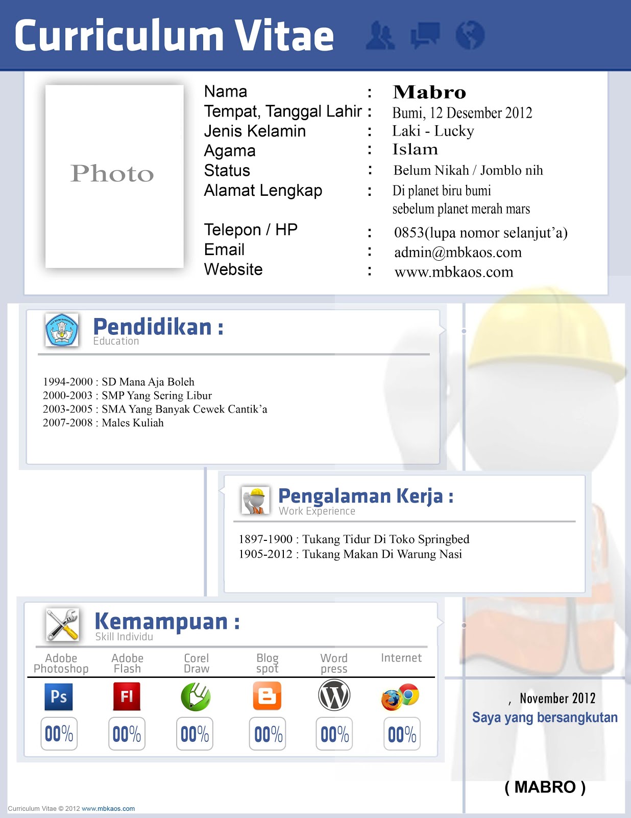 Download Desain CV & Surat Lamaran Kerja Psd - MBKaos