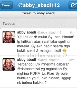 abby abadi sahut cabaran ac mizal