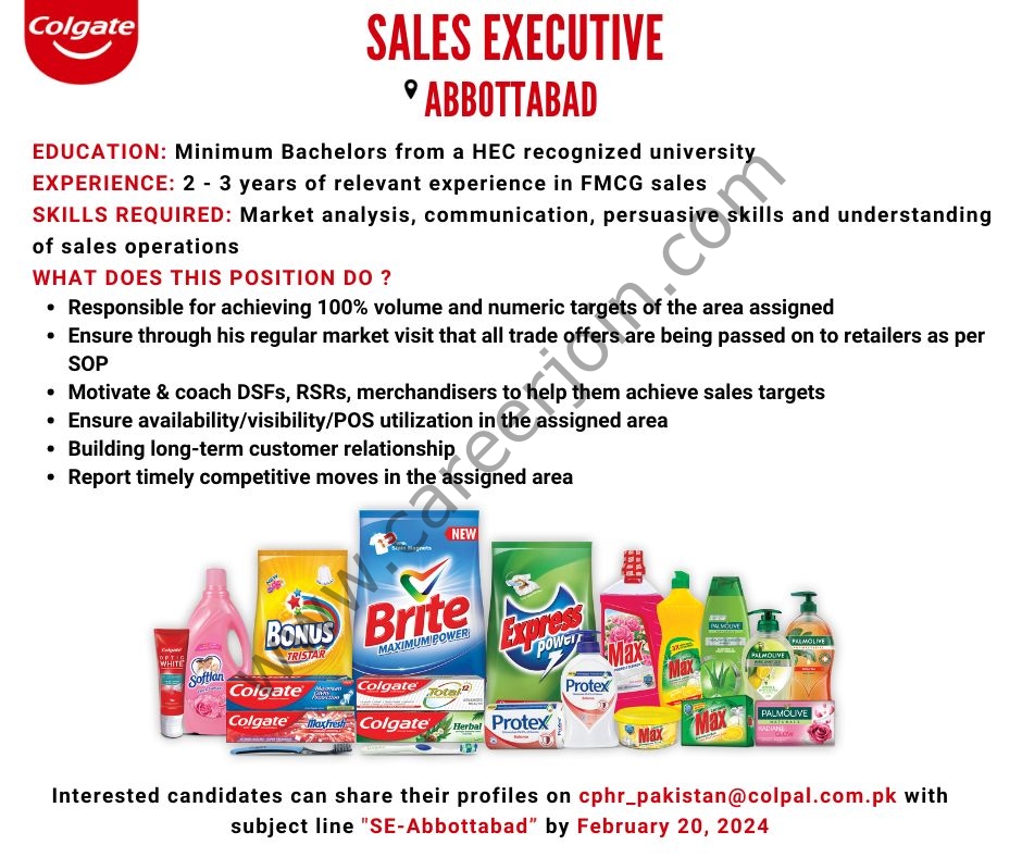 Jobs in Colgate Pamolive Pakistan