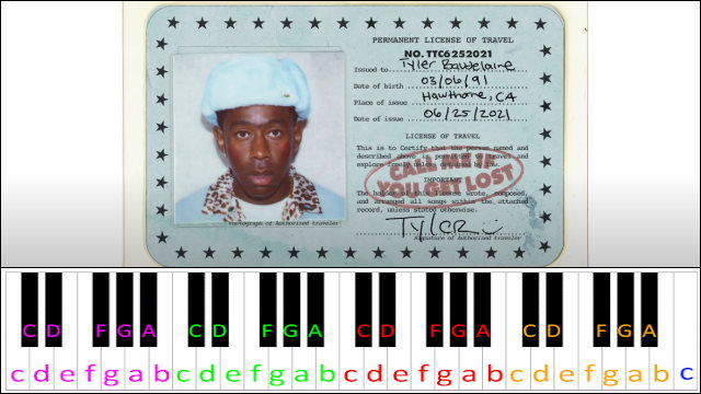 SWEET / I THOUGHT YOU WANTED TO DANCE by Tyler, The Creator Piano / Keyboard Easy Letter Notes for Beginners