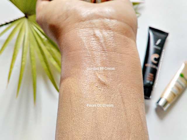 Faces CC Cream Vs Garnier BB Cream: comparison, review, swatches