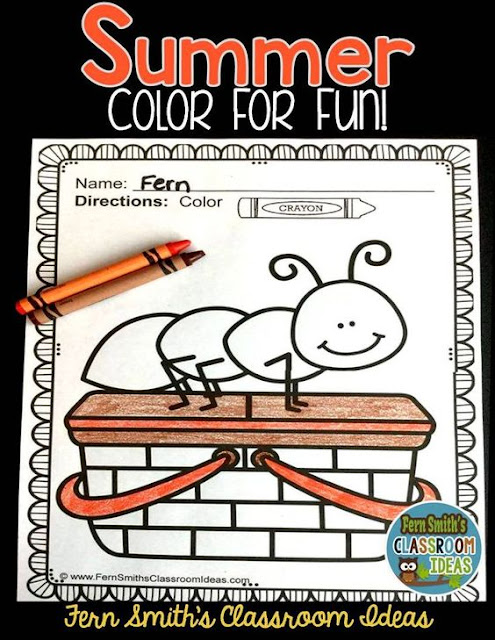 Fern Smith's Classroom Ideas Summer Color for Fun for Teachers at the End of the School Year on TeachersPayTeachers.