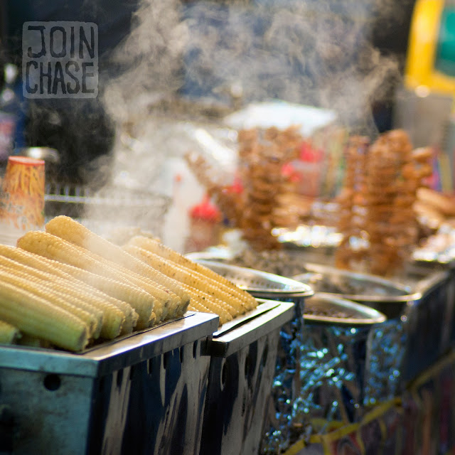 Street food at Jinju Lantern Festival in Jinju, South Korea.