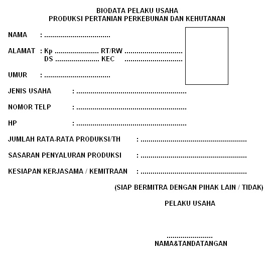 HKTI DP7 KAB BANDUNG contoh blangko biodata pelaku usaha tani