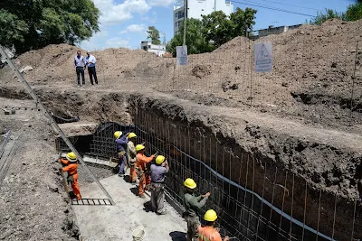 Imagen de obras hídricas en la cuenca del Arroyo Regimiento y Estación Elizalde