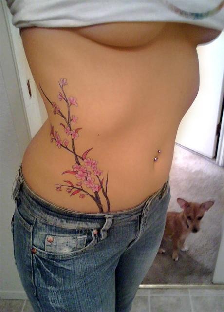 Cherry Blossom Hip Tattoos For