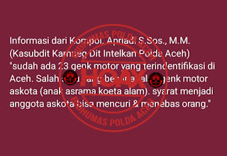 Kabar 23 Geng Motor Meresahkan Warga Aceh Ternyata Hoaks, Ini Klarifikasi Polda 