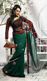 Green-Black-Georgette-Saree