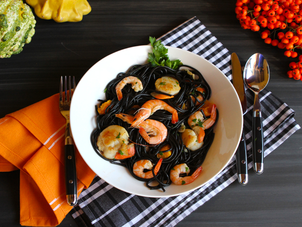 Squid INK Pasta With Shrimp and Scallop