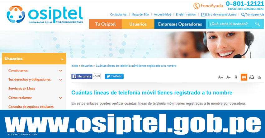 OSIPTEL: conoce cuantas líneas telefónicas está a tu nombre - www.osiptel.gob.pe