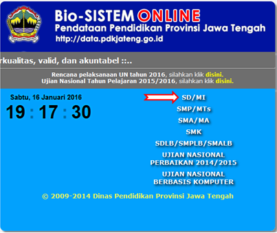 Panduan Sistem Pendataan Pelaksanaan US/M propinsi Jawa Tengah TA 2016