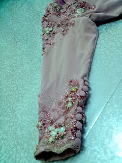 Jahitan MANIKqueen bunga ros 3D campuran beads swaroski pearl