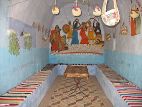 a Nubian village hut with wall paintings