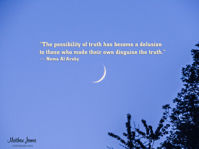 'The possibility of truth has become a delusion to those who made their own disguise the truth' - Nema Al-Araby